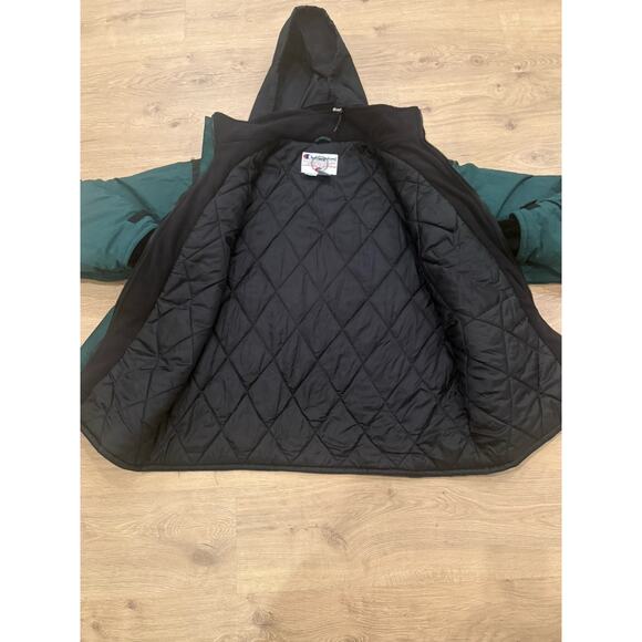 Vintage 90s Champion Michigan State MSU Jacket XL Green Black Sellout Hood Coat - Picture 7 of 11